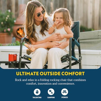 GCI Outdoor Freestyle Rocker Portable Folding Rocking Chair, Outdoor Camping Chair with Side Table