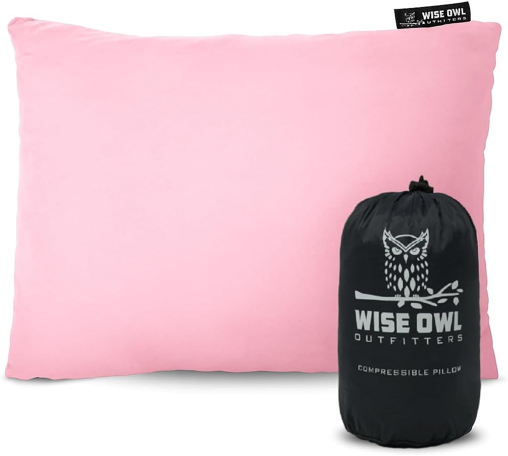 Wise Owl Outfitters Camping Pillow – Memory Foam Travel Pillow for Airplane Sleeping, Hiking, Backpacking & Outdoor Use - Small & Portable for Adults, Car, Camp & Tent