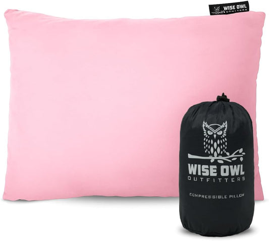 Wise Owl Outfitters Camping Pillow – Memory Foam Travel Pillow for Airplane Sleeping, Hiking, Backpacking & Outdoor Use - Small & Portable for Adults, Car, Camp & Tent