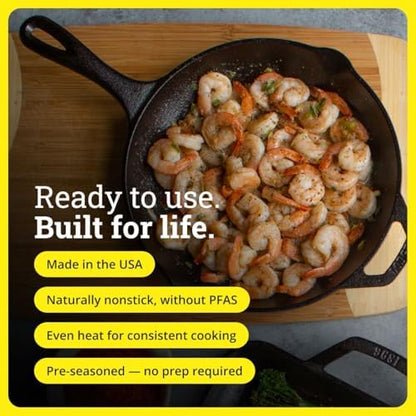 Lodge Pre-Seasoned Cast Iron Skillet Set, 8, 10.25 and 12 Inches