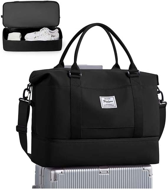 Travel Duffel Bag, Sports Tote Gym Bag, Shoulder Weekender Overnight Bag for Women