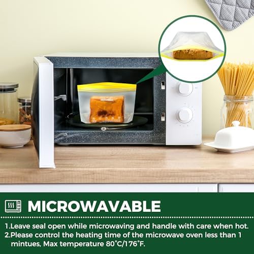 SPLF 20 Pack Reusable Sandwich Bags Dishwasher Microwave Safe