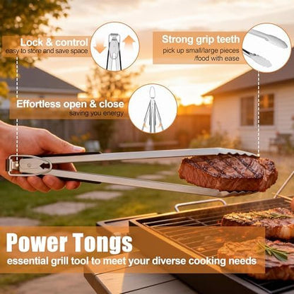 HaSteeL BBQ Accessories, 18In Grill Tools for Outdoor Grill - 4 Pack
