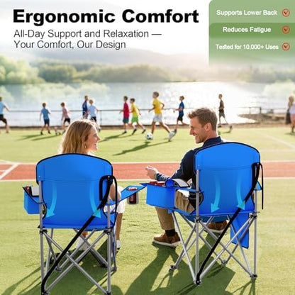 Folding Portable Camping Chair with Cooler, Cup Holder & Storage Pocket