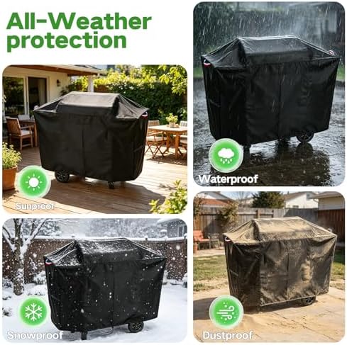 44 Inch Grill Cover for Charcoal Grills with Two Side Tables
