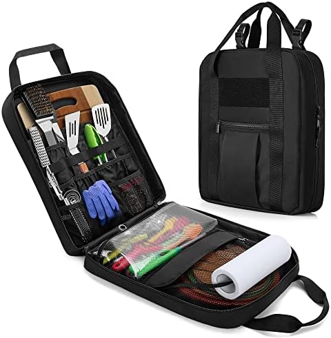 HODRANT Hanging Camp Utensil Organizer with Towel Paper Holder for Travel