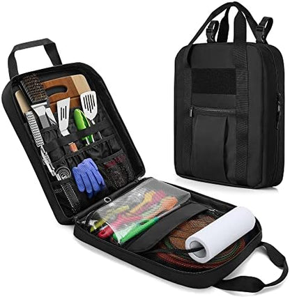 HODRANT Hanging Camp Utensil Organizer with Towel Paper Holder for Travel
