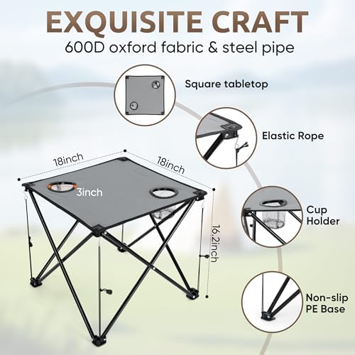 HaSteeL Low Beach Chairs, 3Pcs Folding Camping Chairs with Table - Black