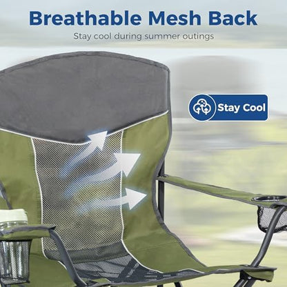Oversized XL Camping Chair 2-Pack with Mesh Back, Green