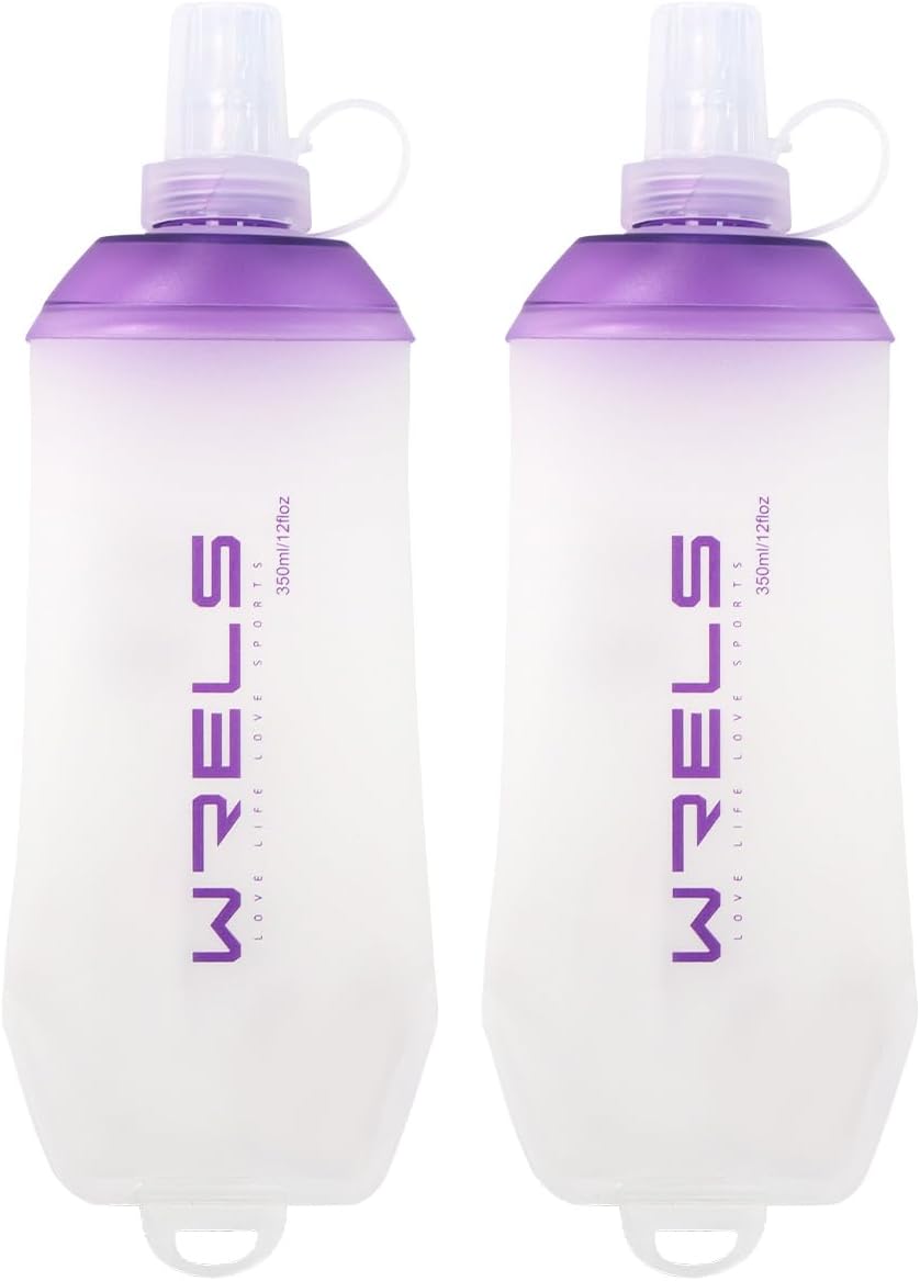 200ml/350ml/500ml Collapsible Soft Flask,BPA Free Folding Soft Water Bottle with Hanging Ring,Lightweight TPU Hydration Flask for Running Marathon Cycling Hiking(350ml-2 Packs)