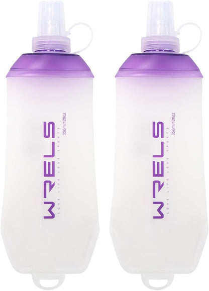 200ml/350ml/500ml Collapsible Soft Flask,BPA Free Folding Soft Water Bottle with Hanging Ring,Lightweight TPU Hydration Flask for Running Marathon Cycling Hiking(350ml-2 Packs)