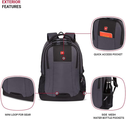 SwissGear Cecil 5505 Laptop Backpack, Dark Grey/Black, 18-Inch