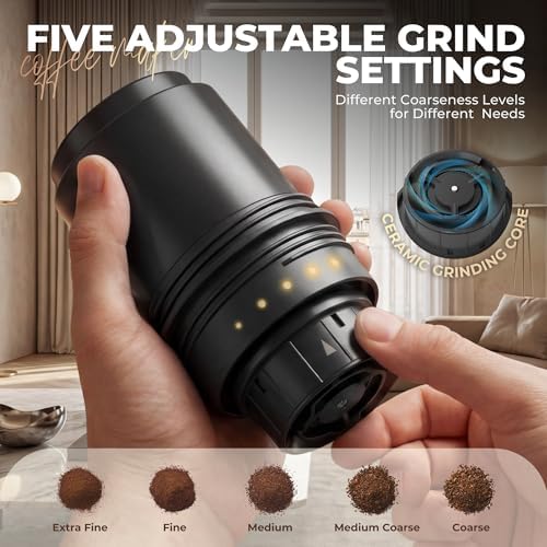 HAUSHOF Rechargeable Electric Grinder, Portable Brew Pour Over Coffee Maker