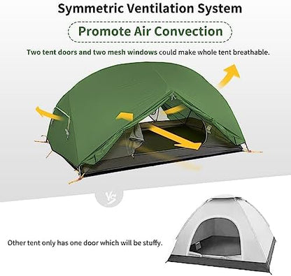 Naturehike Mongar 2 Person Backpacking Tent, 3 Season Ultralight Lightweight 2 Person Tent, Double Layer Free Standing Tents for Camping Hiking Cycling