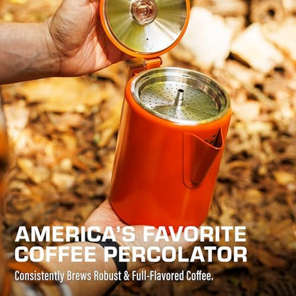 COLETTI Bozeman Color Series Percolator Coffee Pot — Camping Coffee Makers — Camping’s Favorite Percolator – NO Aluminum or Plastic (Orange, 9 Cup)