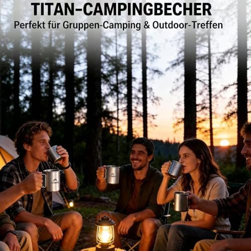 THTYBROS Titanium Cup Ultralight Camping Mug with Foldable Handle & Lid, Pure Titanium Cookware for Outdoor Hiking, Backpacking, Picnic, and Campfire