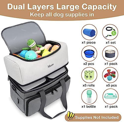 Mancro Dual Layers Dog Travel Bag, Dog Mom Gifts, Road Trip Essentials