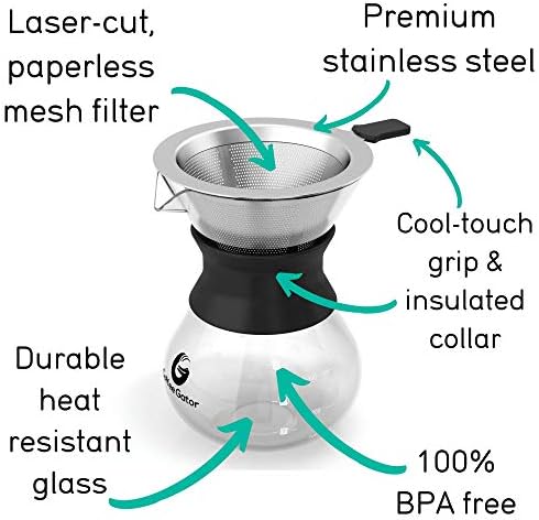 Coffee Gator Pour Over Coffee Maker Portable - 10.5oz