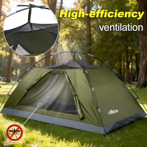 Camping Tent, 1-2 Person Tent, Lightweight Waterproof Backpacking Tent, 5-Minute Setup Outdoor Tent with Carry Bag, Ideal for Camping Hiking