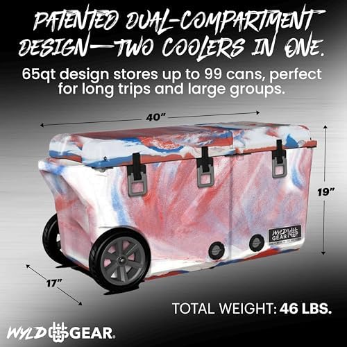 Wyld Gear 65 Quart Dual Compartment Hard Cooler with Wheels