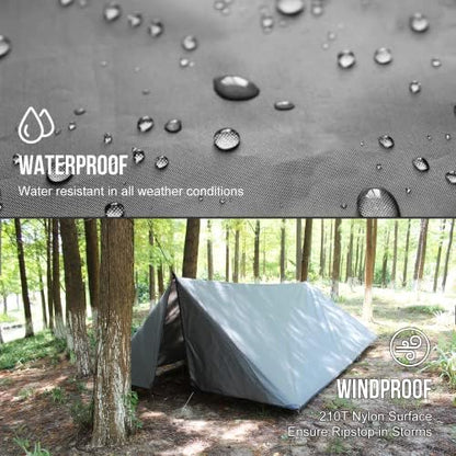 LYN Extra Large Zipper Reusable Survival Emergency Shelter Tent,Thermal Waterproof Fireproof Lightweight Bugout, with Paracord✚Stake for Camping,First Aid,Hiking&Bushcraft