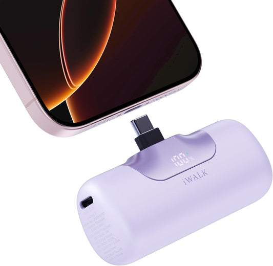 iWALK Portable Charger 5500mAh Next-Gen Small Power Bank 22.5W Fast Charging Battery USB-C Portable Phone Charger for iPhone 16/15 16 Plus 16 Pro Max iPad, Samsung Galaxy S25 S24 S23 Android, Purple