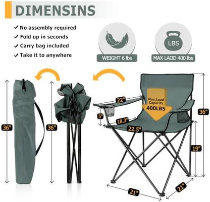 Joyfair Camping Chairs for Lawn & Beach, Large for Adults, Grey