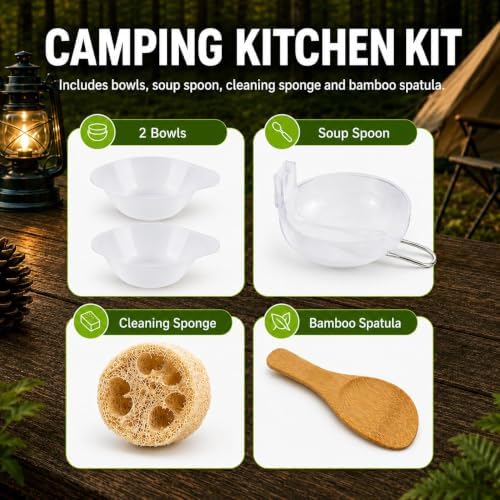 aiGear Camping Cookware with Pot Pan Kettle Cutlery Tableware 1-2 People
