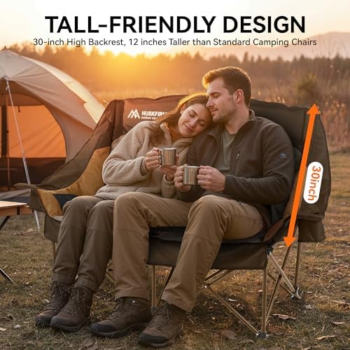 Huskfirm High Back Double Camping Chair 2 Person Camping Chair Brown