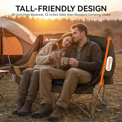 Huskfirm High Back Double Camping Chair 2 Person Camping Chair Brown
