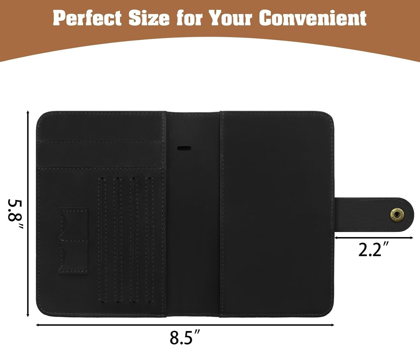 Jack&Chris Genuine Leather Handmade Passport Holder For Travel, RFID Blocking Passport Holder with Card Slots, Travel Essentials wallet with Pen Holder for Women and Men for Gifting, Black