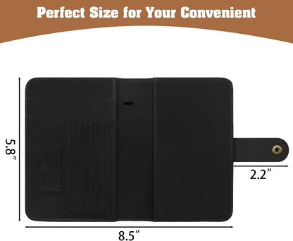 Jack&Chris Genuine Leather Handmade Passport Holder For Travel, RFID Blocking Passport Holder with Card Slots, Travel Essentials wallet with Pen Holder for Women and Men for Gifting, Black