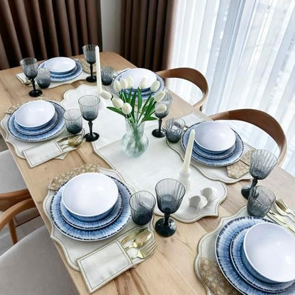 AELS Melamine Dinnerware Set of 18 Pcs Dinner Dishes Set for Indoor and Outdoor Use, Dishwasher Safe, Lightweight Unbreakable, BPA Free (Navy, Service for 6 (18pcs))