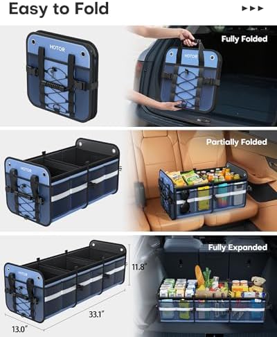HOTOR Trunk Organizer - Car Organizer and Storage with Cooler Bag for SUV
