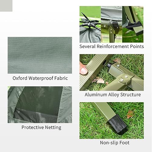 Person Foldable Camping Cot with Tent, Bedspread and Thick Air Mattress, 4-in-1 Elevated Camping Bed Tent for Outdoor Hiking, Picnic, Travel