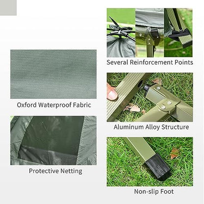 Person Foldable Camping Cot with Tent, Bedspread and Thick Air Mattress, 4-in-1 Elevated Camping Bed Tent for Outdoor Hiking, Picnic, Travel