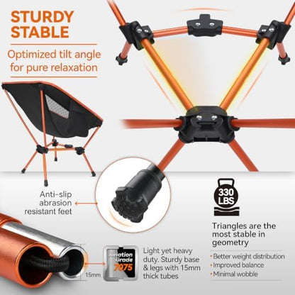 MARCHWAY Lightweight Folding Camping Chair, Portable, Compact and Sturdy