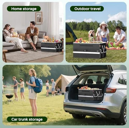 Cooler Bag – Soft Travel Cooler Holds 45 Cans, Stays Cold for 8H & Warm for 7H – Portable Car Trunk Organizer for Camping, Beach, Picnic-Black