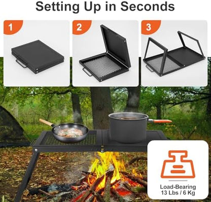Odoland Portable Folding Charcoal Grills for Outdoor Cooking Bonfire BBQ