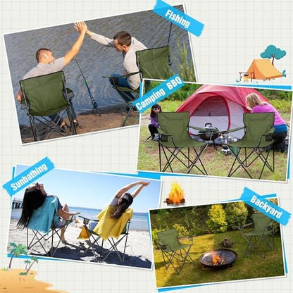 HaSteeL Camping Chair for Adults, Folding Beach Chair Set of 2, Large Foldable Portable Chair for Outdoors Fishing, Hiking, Sporting, Travel, Picnic, Lawn, Hold 275lbs & A Storage Bags (Green)