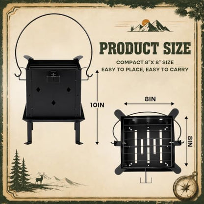 Vintage 18th Century Iron Brazier, 8" Portable Charcoal Grill