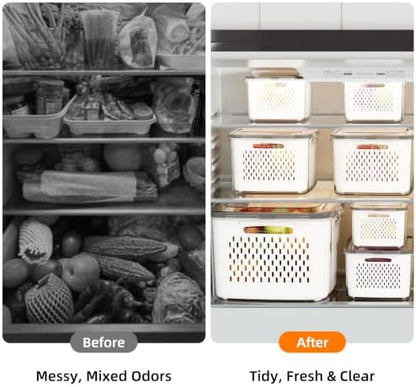 JOYZAN Fruit Storage Containers for Fridge with Airtight Lids 8 Pack