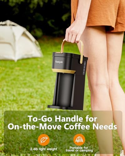 Tastyle Mini Single Serve Coffee Maker for K Cups and Grounds with Handle