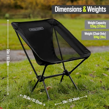 TSE LC100 Compact Camping Chair, 2lbs Super Lightweight Outdoor Folding Chair. Portable for Hiking, Beach, Festivals, Urban Use, or Garden Relaxation