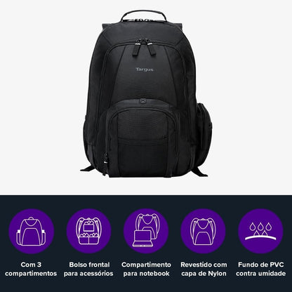 Targus 16 Inch Groove Laptop Backpack, Black - Fits Most Laptops up to 16", Water Resistant Travel Backpack for Business Commuters and Travel (CVR600)
