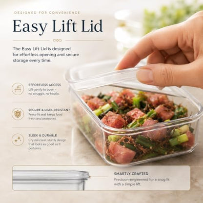 Lustroware Micro Clear Transparent Food Storage Containers with Lids – BPA-Free, Shatterproof, Dishwasher & Microwave Safe, 13oz Stackable Refrigerator Organizer Bins, Made in Japan, Set of 12