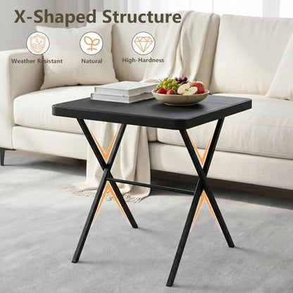 27'' Square Folding Table, Foldable Table No Assembly 400lbs Weight Capacity, Heavy Duty Portable Picnic Card Table for Camping, Patio, Dining, Indoor, Outdoor(Black, 2 Pack)