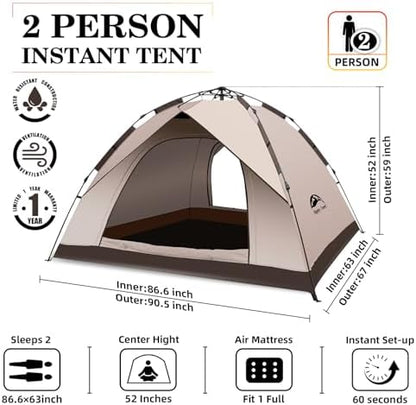 Happy Travel 2/4 Person Camping Tent, Instant Easy Pop Up Tents for Camping