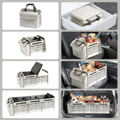 Car Trunk Organizer, Sturdy Storage with Insulated Leakproof Cooler Bag