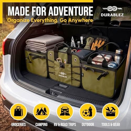 5-Section Extra Large Heavy Duty Trunk Organizer, Military Green